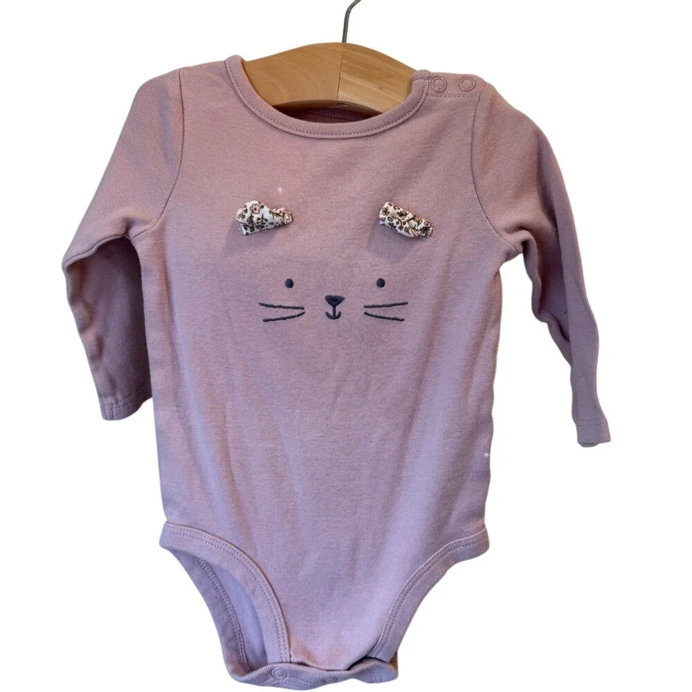 Carter's Infant Cat Face Onesie Matching Leggings Light Pink & Blue - 9‎ mos